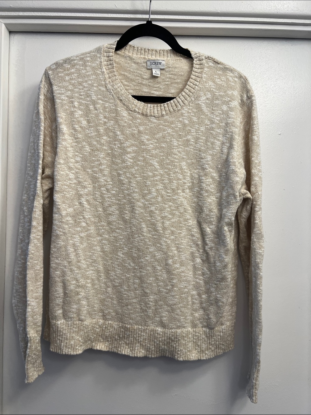 J. Crew Factory Cream Tan Marled Long Sleeve Beach Sweater Size Large